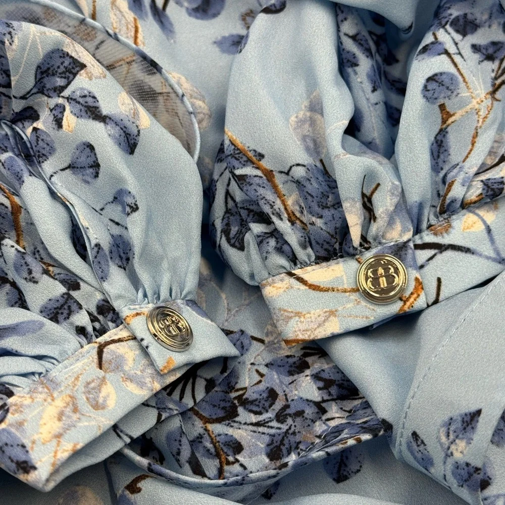 🆕 BRONX & BANCO 🧿 NWOT Bedouin Blue Poppy Tiered Mini Dress - Sz XS US